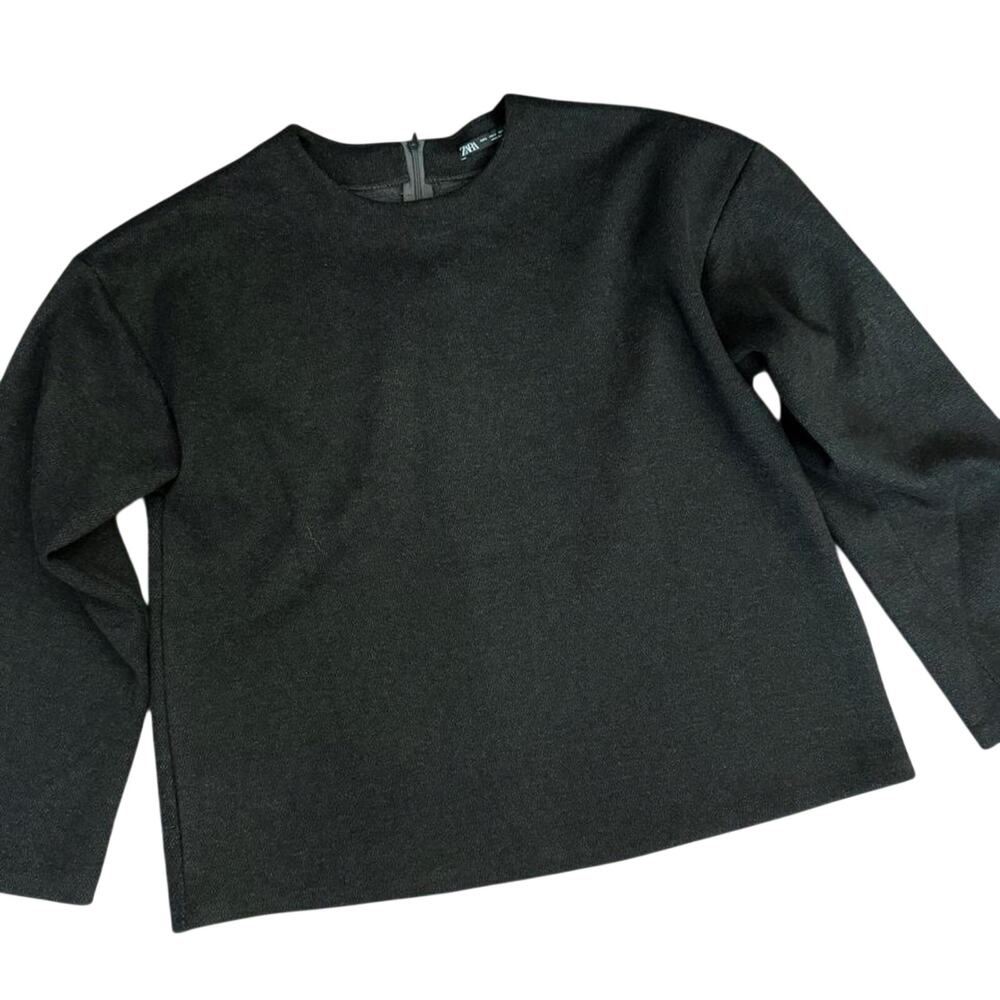 Zara charcoal Structured Long Sleeve Top Size M